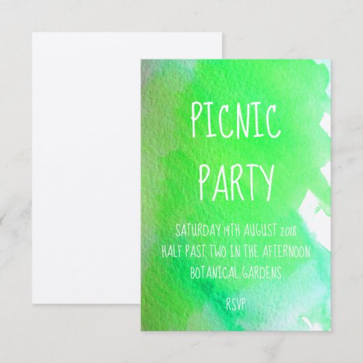 Linggroene waterverf moderne picknick kaart (Voorkant / Achterkant)