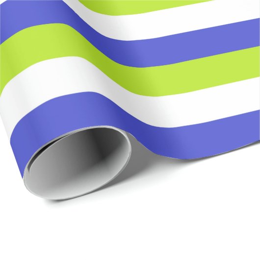 Linggroene, witte en blauwe strepen cadeaupapier (Rol Hoek)
