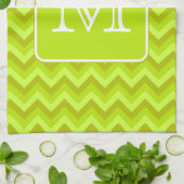Linggroene zigags met aangepast monogram. theedoek (Gevouwen)