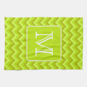 Linggroene zigags met aangepast monogram. theedoek (Horizontaal)