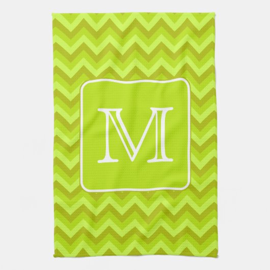 Linggroene zigags met aangepast monogram. theedoek (Verticaal)