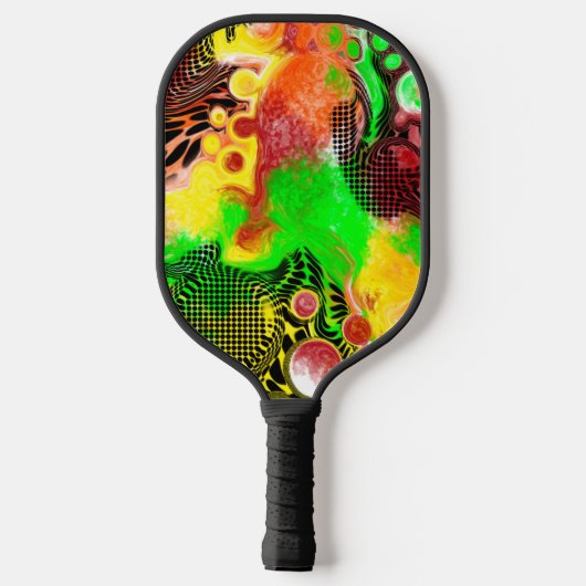 Linggroene, zwarte Abstracte Vloeiende Kunst Pickleball Paddle (Achterkant)