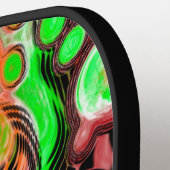 Linggroene, zwarte Abstracte Vloeiende Kunst Pickleball Paddle (Links Detail)