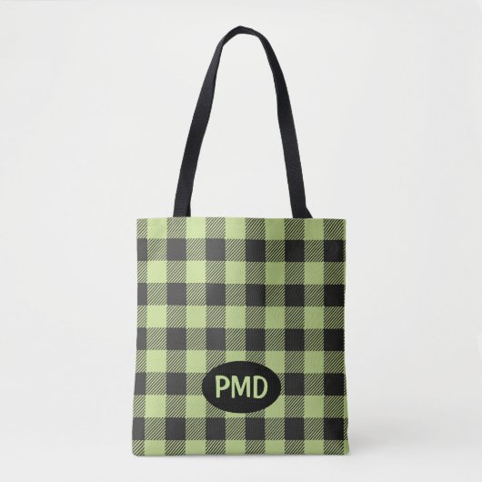 Linggroene zwarte buffelmonogram Initialen Tote Bag (Voorkant)