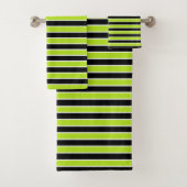 Linggroene, zwarte en witte strepen bad handdoek (Insitu)