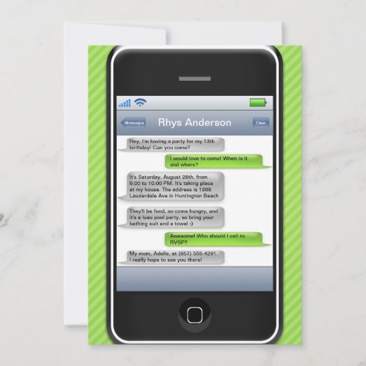 Linggroene/zwarte Smart Phone feestdag Kaart (Voorkant)