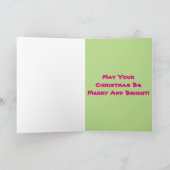 Lingle Green & Roze Jingle Bowls kerstboom Feestdagen Kaart (Binnen)