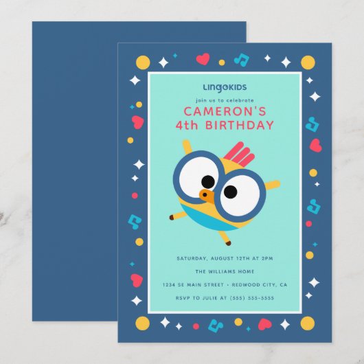 Lingokids verjaardag met Billy Kaart (Voorkant / Achterkant)