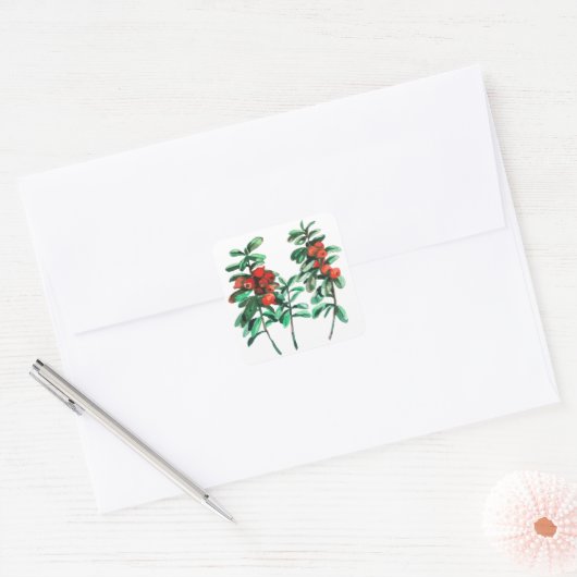 Lingonberry Vierkante Sticker (Envelop)