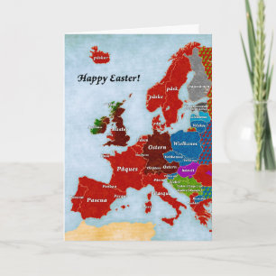 Linguïstische kaart van Europa: Pasen wenskaart