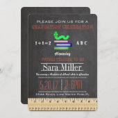 Liniaal & Apple Leraar Afstudeer Uitnodiging (Voorkant / Achterkant)