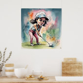 Lining Up A Shot - Grote Golf Art Print (Keuken)