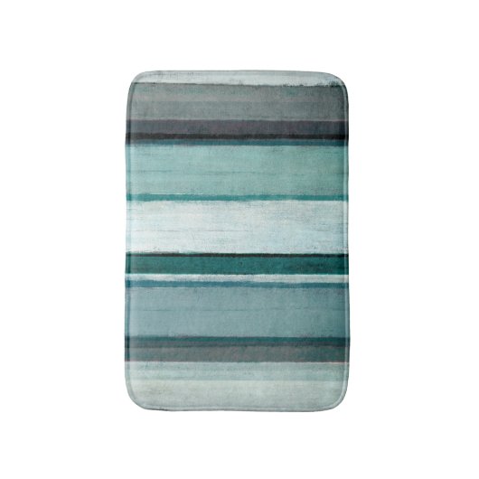 "Link" Blauwgroen en grijze Abstracte kunst Badmat (Voorkant Verticaal)