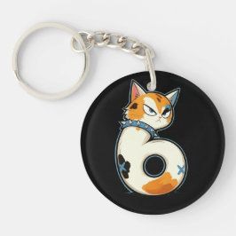 Link & Share Graffiti Calico Cat Nummer 6 Sleutelh Sleutelhanger