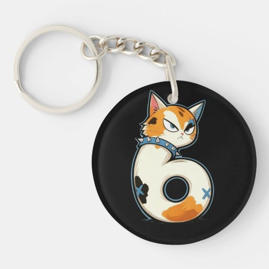 Link & Share Graffiti Calico Cat Nummer 6 Sleutelh Sleutelhanger (Voorkant)