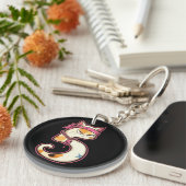 Link & Share Graffiti Calico Kat - Nummer 5 Sleutelhanger (Voorkant Rechts)