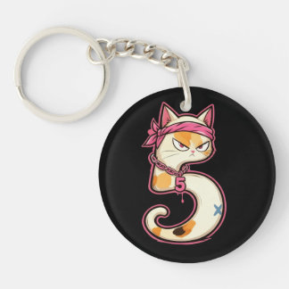 Link & Share Graffiti Calico Kat - Nummer 5 Sleutelhanger