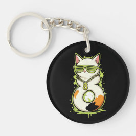 Link & Share Graffiti Calico Kat Nummer 8 Sleutelhanger
