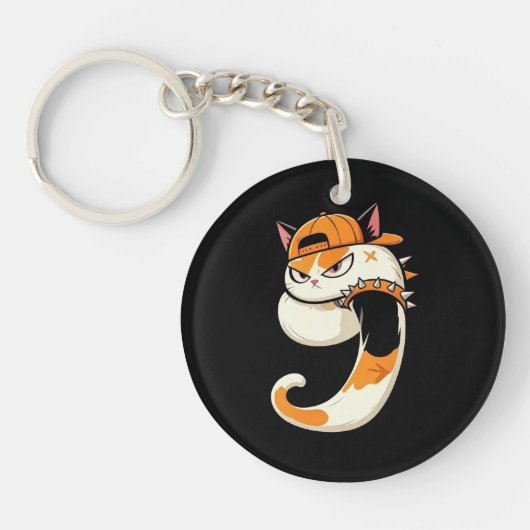 Link & Share Graffiti Calico Kat Nummer 9 Sleutelhanger (Voorkant)
