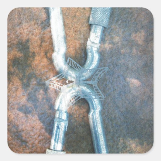 Linked Carabiners Art Print Vierkante Sticker (Voorkant)