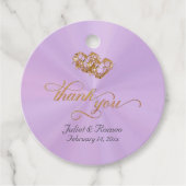 Linked Hearts Calligraphy - Lavendel/Goud Bedankjes Labels (Voorkant)