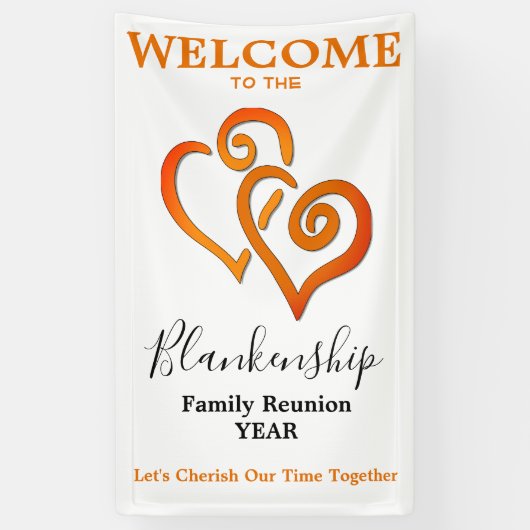 Linked Hearts Familiereünie Verticaal gepersonalis Spandoek (Verticaal)