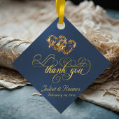 Linked Hearts Kalligrafie - Blauw/Goud Bedankjes Labels
