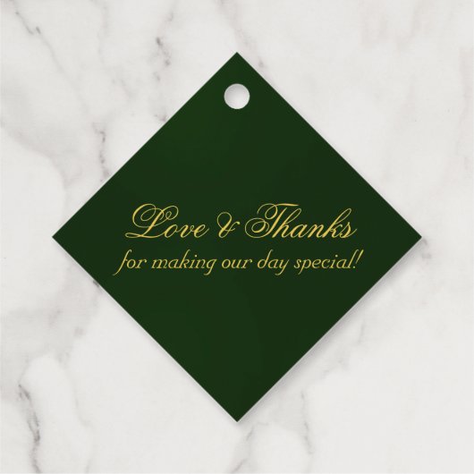 Linked Hearts Kalligrafie - Emerald/Gold Bedankjes Labels (Achterkant)