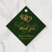 Linked Hearts Kalligrafie - Emerald/Gold Bedankjes Labels (Voorkant)