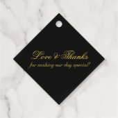 Linked Hearts Kalligrafie - Zwart/Goud Bedankjes Labels (Achterkant)