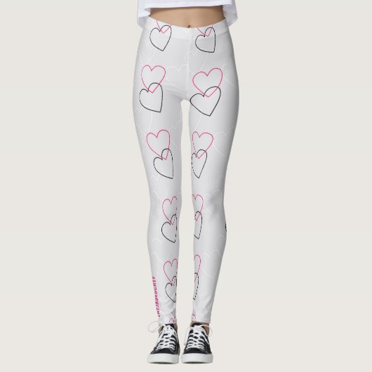 Linked Hearts: Minimalistische Omtrek Leggings (Voorkant)