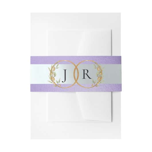 Linked Leaf Monogram - Blue Lilac Uitnodigingen Wikkel (Voorkant Voorbeeld)