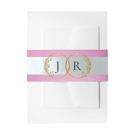 Linked Leaf Monogram - Rose Pink Uitnodigingen Wikkel (Voorkant Voorbeeld)
