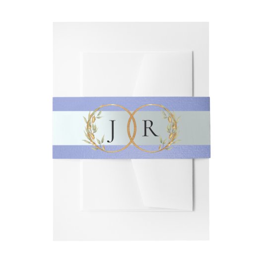 Linked Leaf Monogram - Sky Blue Uitnodigingen Wikkel (Voorkant Voorbeeld)