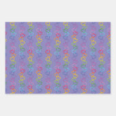 Linked Love harten op een paarse achtergrond Inpakpapier Vel (Voorkant)