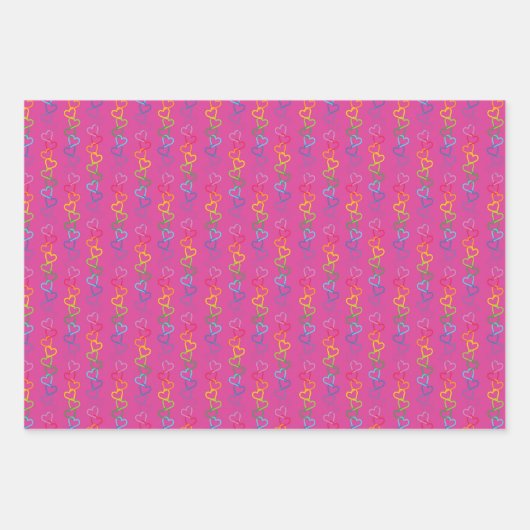 Linked Love harten op een roze achtergrond Inpakpapier Vel (Voorkant 3)