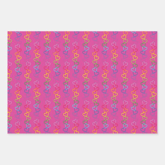 Linked Love harten op een roze achtergrond Inpakpapier Vel (Voorkant 2)