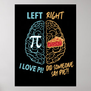 Linker Brain rechter Brain Funny Pi Poster