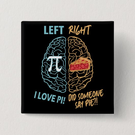 Linker Brain rechter Brain Funny Pi Vierkante Button 5,1 Cm (Voorkant)