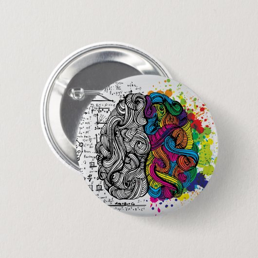 Linker- en rechterbrein ronde button 5,7 cm (Voorkant /achterkant)