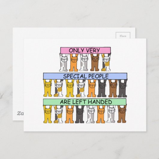 Linker Handers Day August 13 Cartoon Katten Briefkaart (Voorkant / Achterkant)