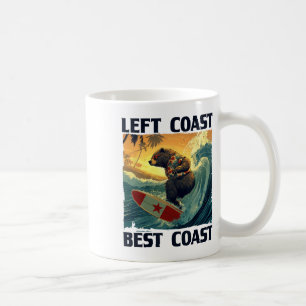 Linker kust, beste kust toespraak met koele surfen koffiemok