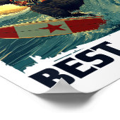 Linker kust, beste kust toespraak met koele surfen poster (Hoek)