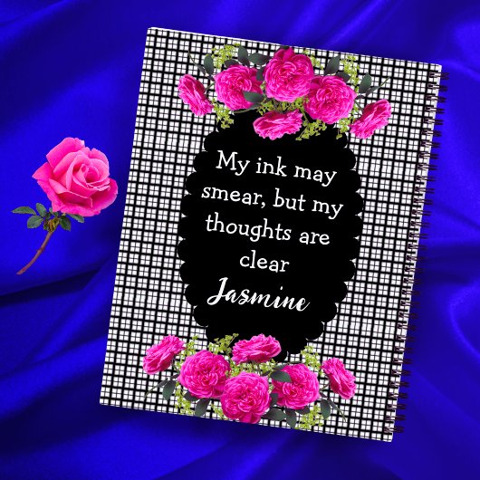 Linker Meisje Gingham Notitieboek – Grappige Bloem
