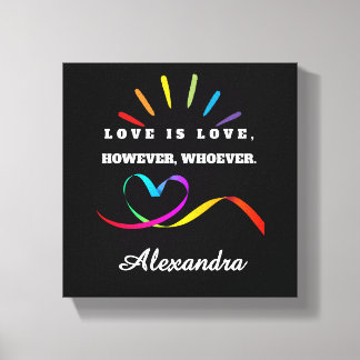 Linker Paneel - Neon Regenboog "Liefde is Liefde" Canvas Afdruk