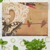   linker vlinder Turquoise Sepia Theedoek (Gevouwen)