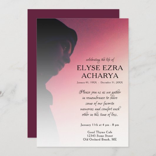 linker zijfoto-herdenkingskaart programmakaart (Voorkant / Achterkant)