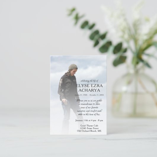 linker zijfoto-herdenkingskaart visitekaartje (Staand voorkant)