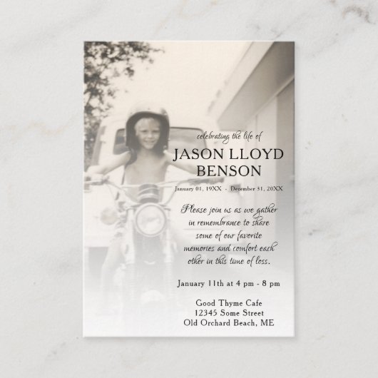 linker zijfoto-herdenkingskaart visitekaartje (Voorkant)