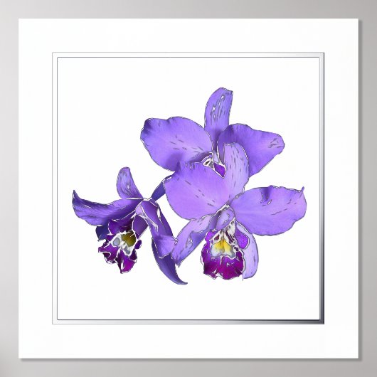 Linker Zilver Paars Orchid Group Print Poster (Voorkant)